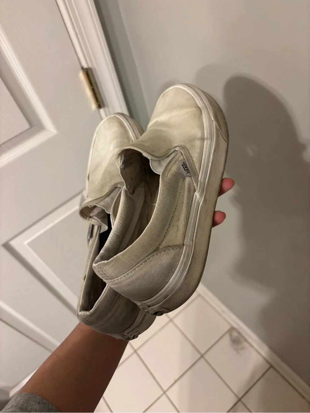 Vans White Slip-On Canvas Loafers